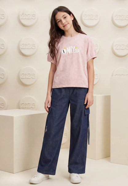طقم بناتي صيفي قطعتين قطن %100 (Only Denim Set)