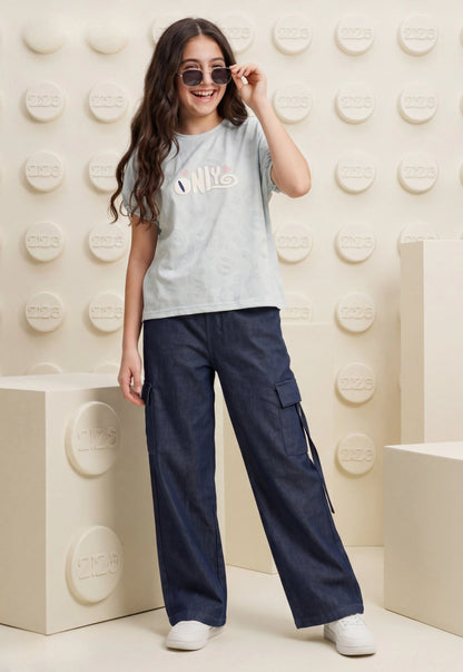 طقم بناتي صيفي قطعتين قطن %100 (Only Denim Set)