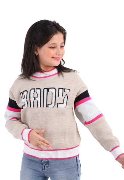 Girls' printed knitted pullover (252)
