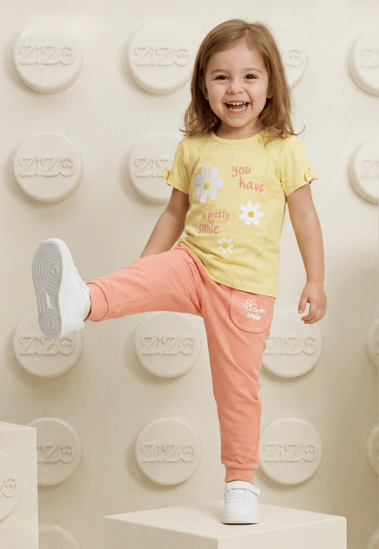 طقم بناتي صيفي قطعتين قطن %100 (Pretty Smile Set)