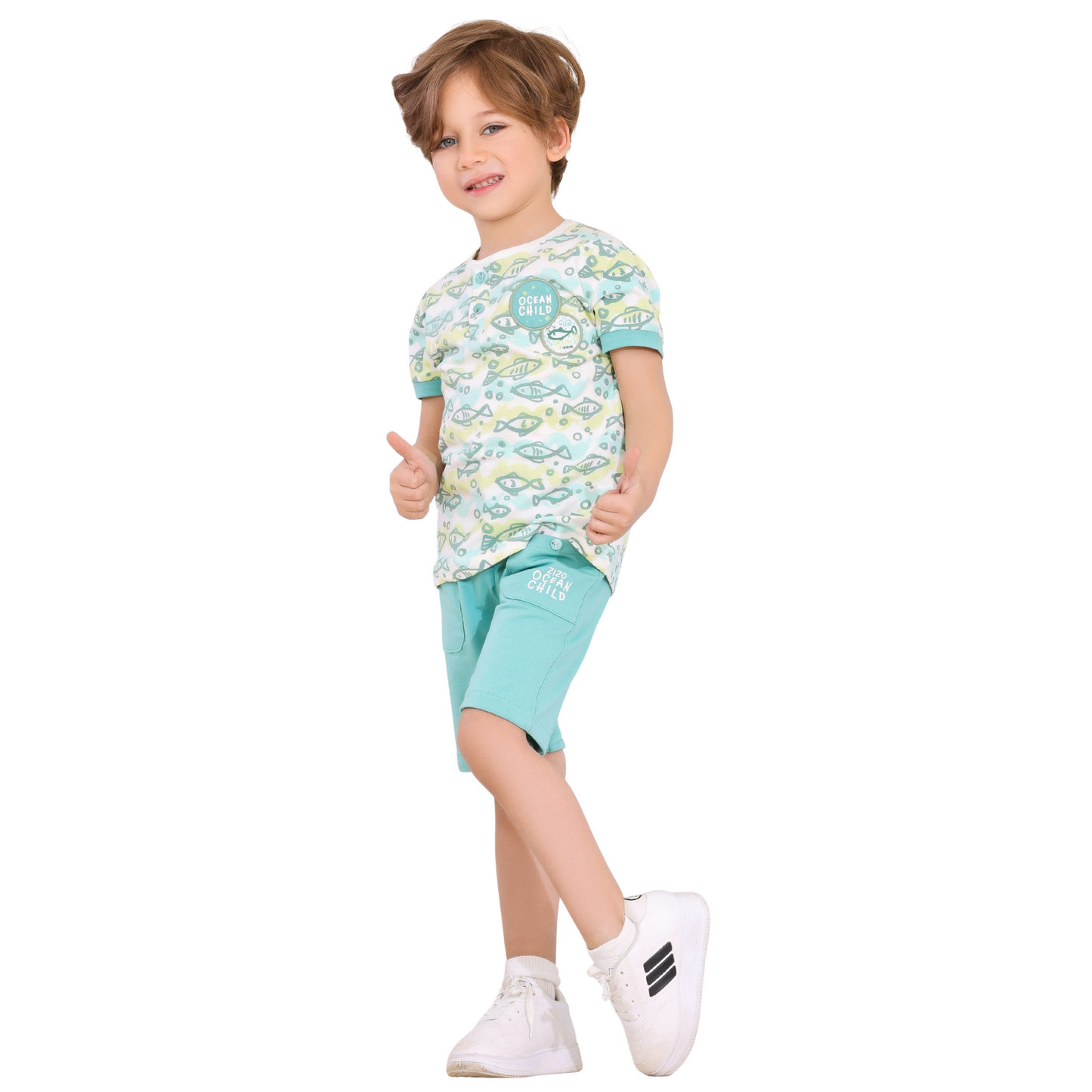 Ocean Vibes Boys' Summer Cotton Set – Ages 2-5  -524-