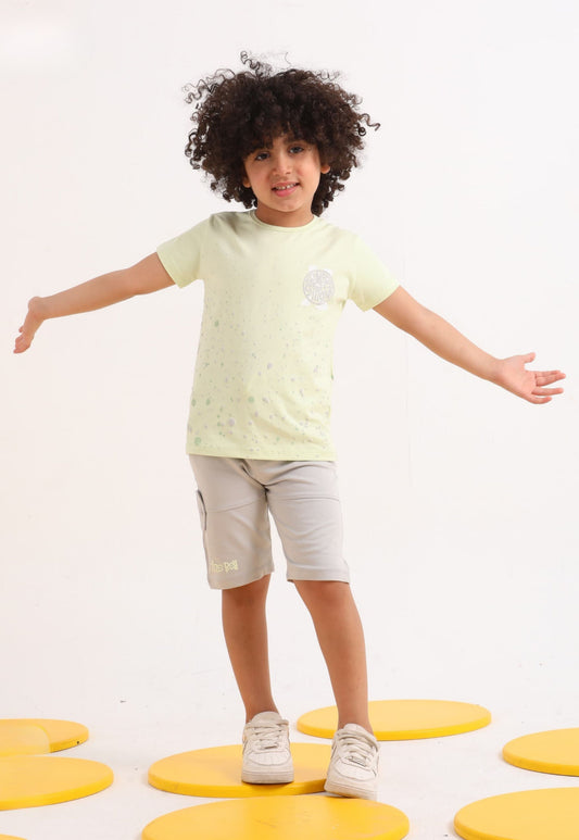 طقم أولادي صيفي قطعتين قطن %100 (Sunny Vibes Set)