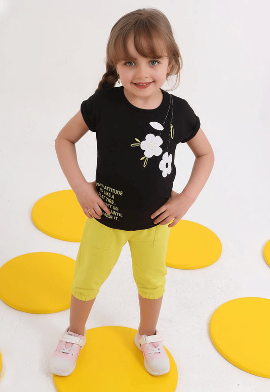 طقم بناتي صيفي قطعتين %100 (Bloom Attitude Set)