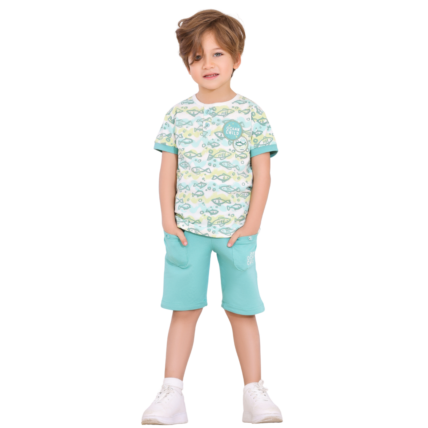 Ocean Vibes Boys' Summer Cotton Set – Ages 2-5  -524-