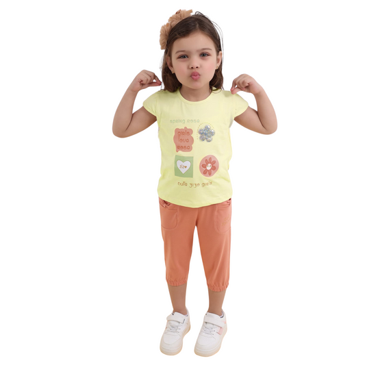 Sweet Spring Girls' Pajama Set – 100% Cotton (Ages 2–5 Years) 517