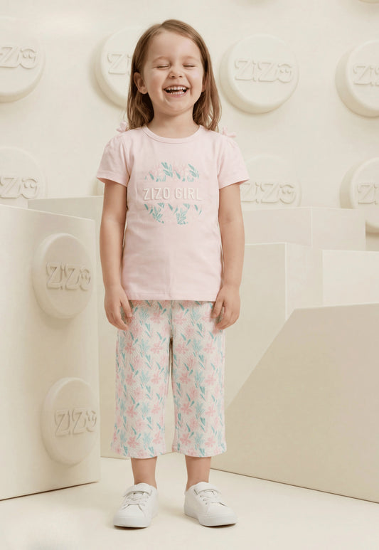 طقم بناتي صيفي قطعتين %100 (Zizo Blossom Set)