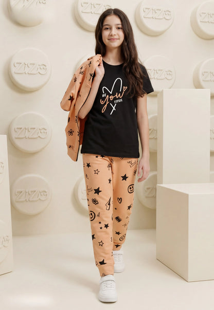 Girls' pajama set is designed for ages 6 to 12 years 745