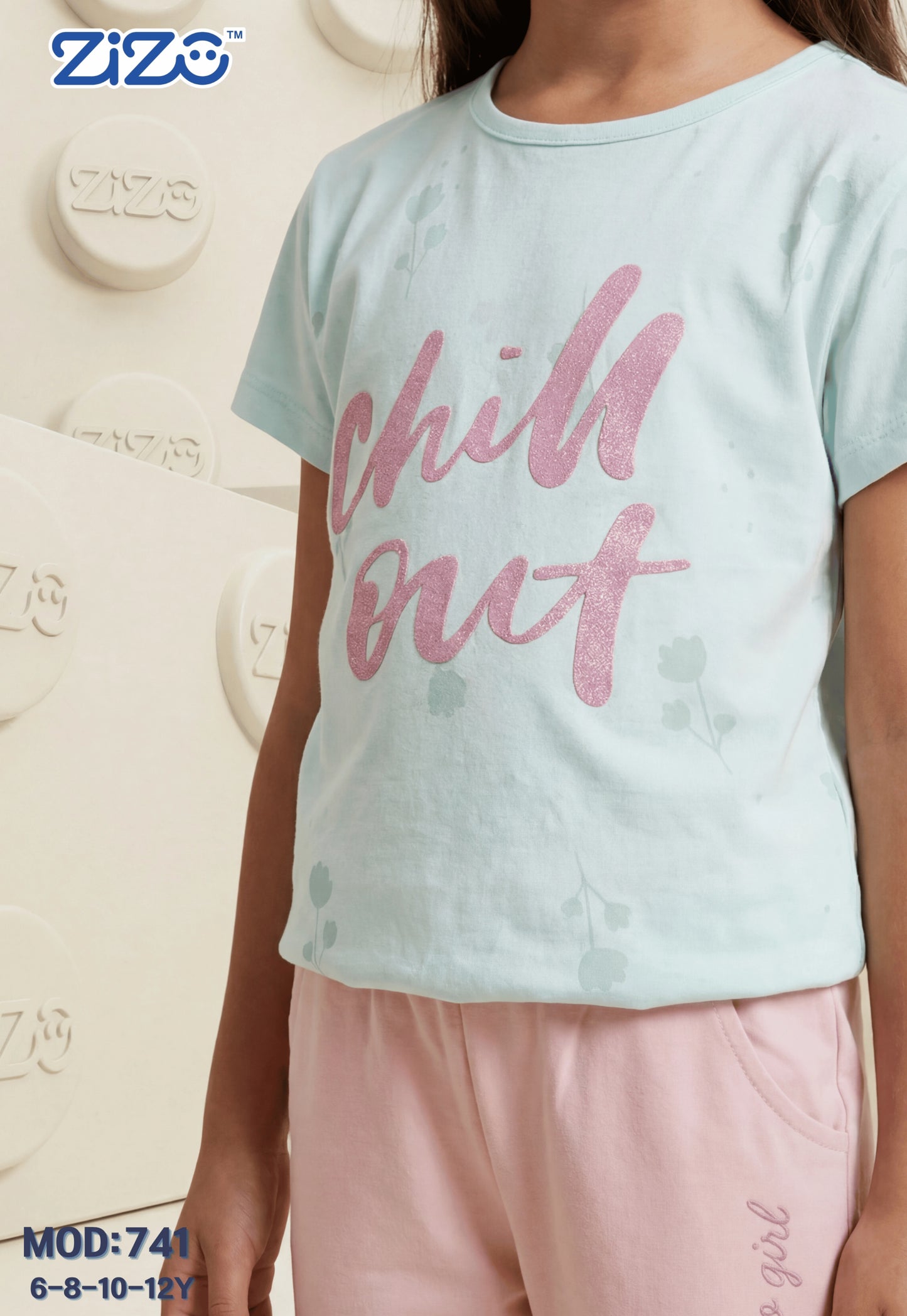 Girls' pajama set is designed for ages 6 to 12 years 745