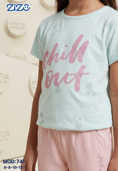 Girls' pajama set is designed for ages 6 to 12 years 745