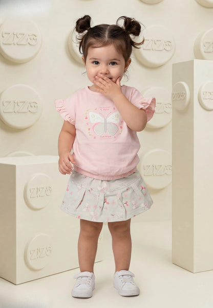 طقم بناتي صيفي قطعتين قطن %100 (Butterfly Bloom Set)