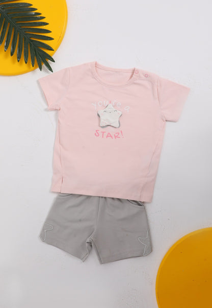 طقم بناتي صيفي قطعتين قطن %100 (Little Star Set)
