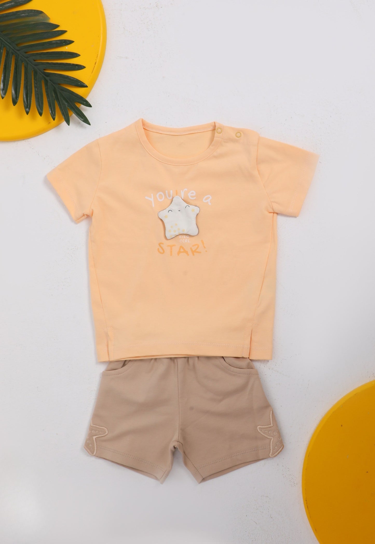 طقم بناتي صيفي قطعتين قطن %100 (Little Star Set)