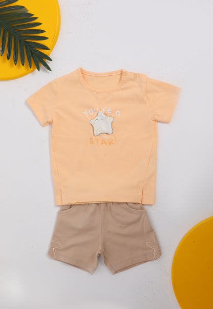 طقم بناتي صيفي قطعتين قطن %100 (Little Star Set)