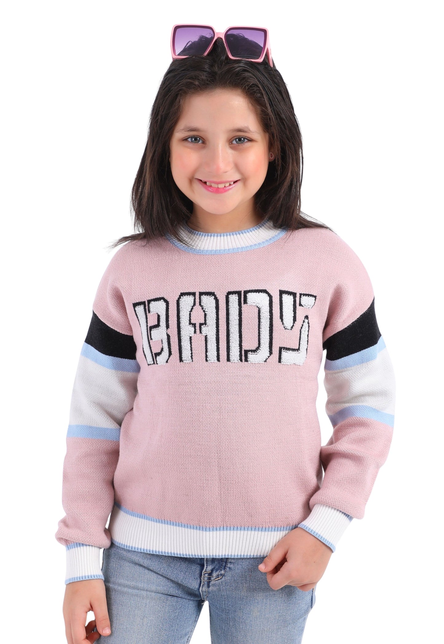 Girls' printed knitted pullover (252)