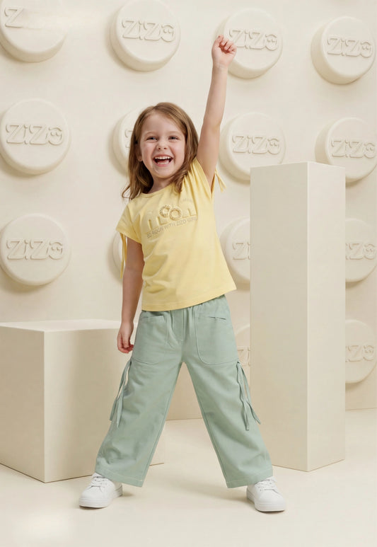 طقم بناتي صيفي قطعتين %100 (Moon Girl Set)
