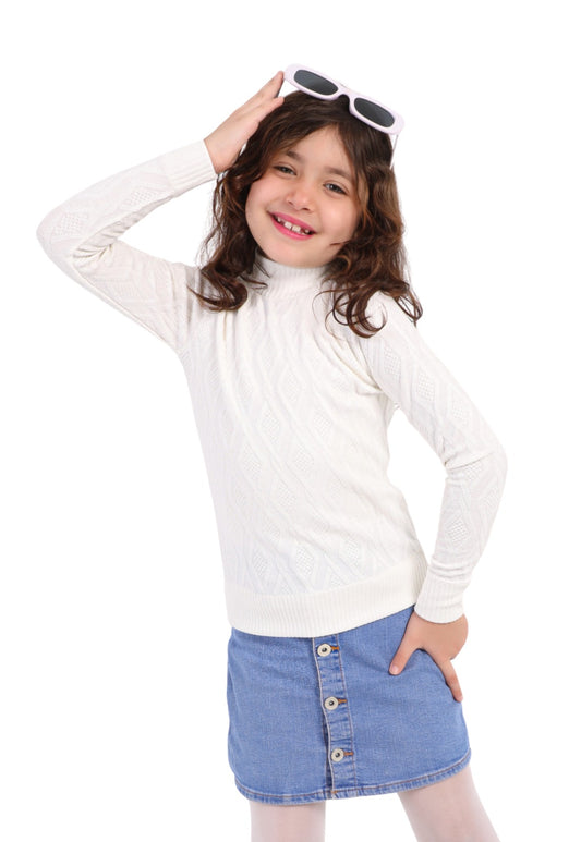 Girls' winter knitted jumper with a high neck (272)