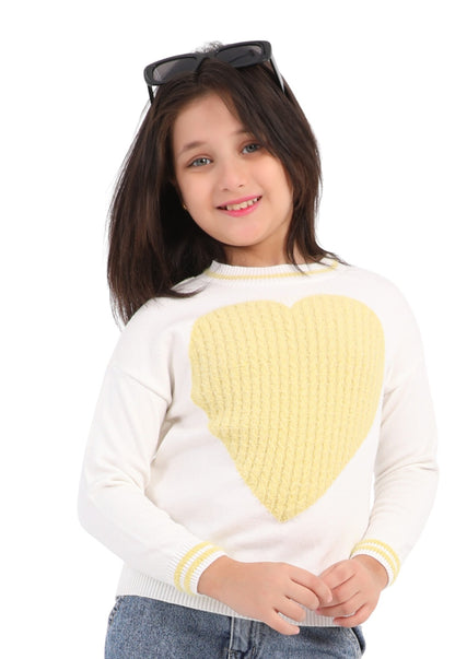 بلوفر بناتي شتوي تريكو برسمة قلب (261)