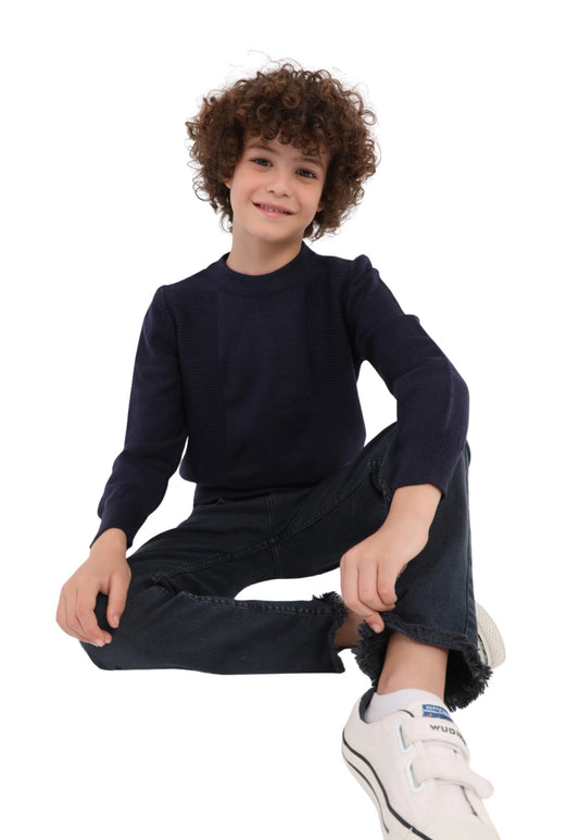 Boys' winter knitted plain sweater (204)