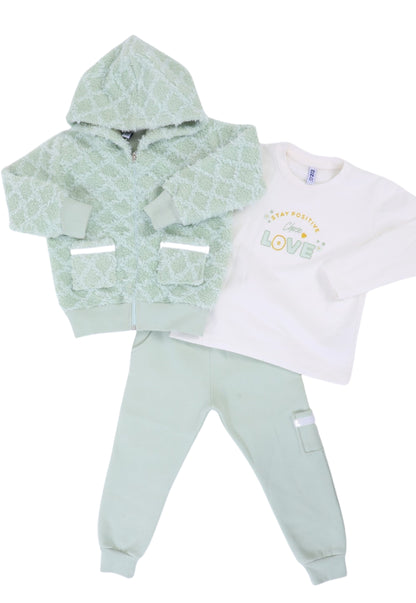 Girls' soft fleece pajamas, 3 pieces (1805)