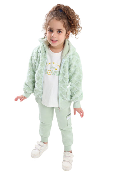 Girls' soft fleece pajamas, 3 pieces (1805)