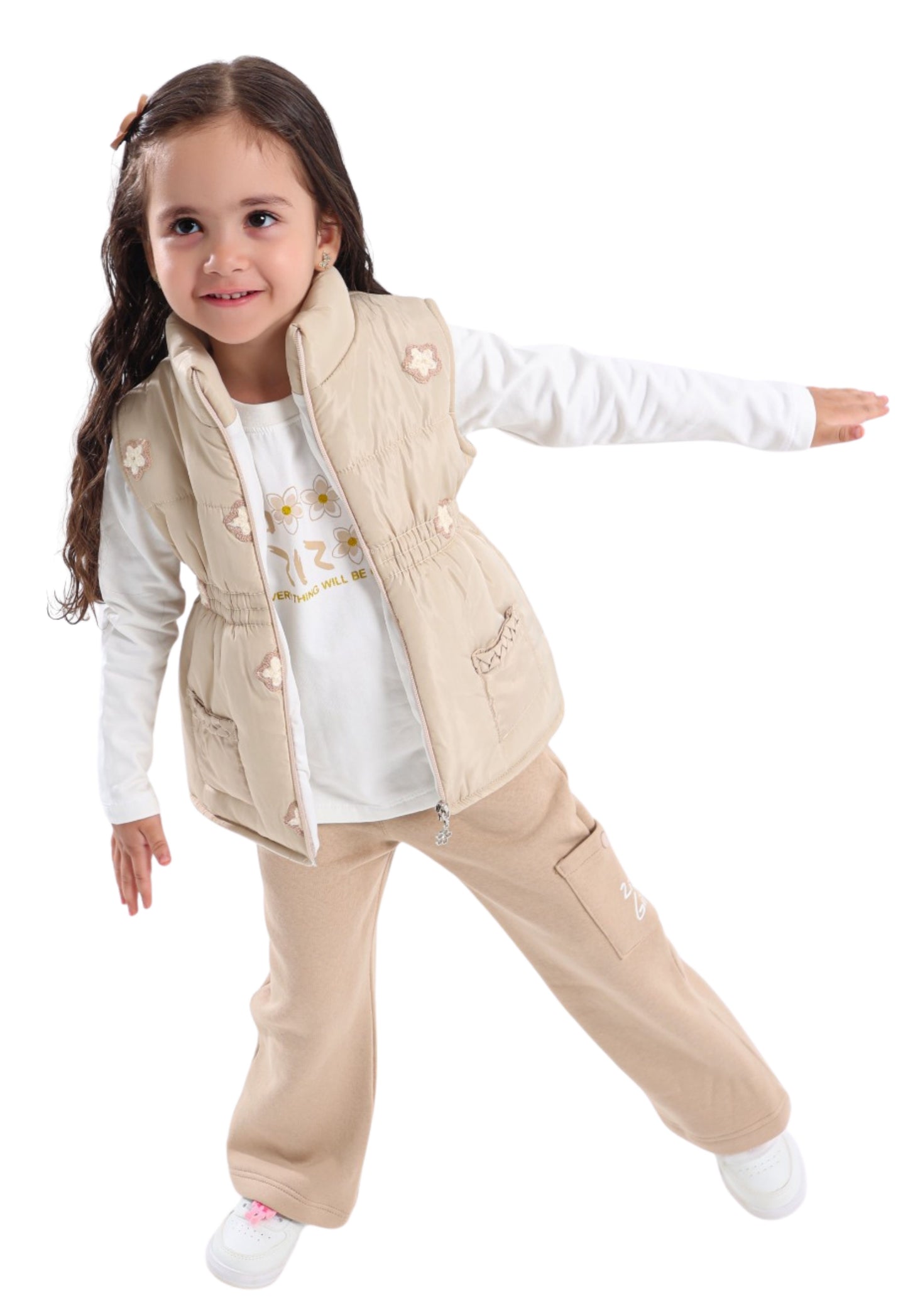 Comfortable and padded 3-piece girls' pajama set (803)