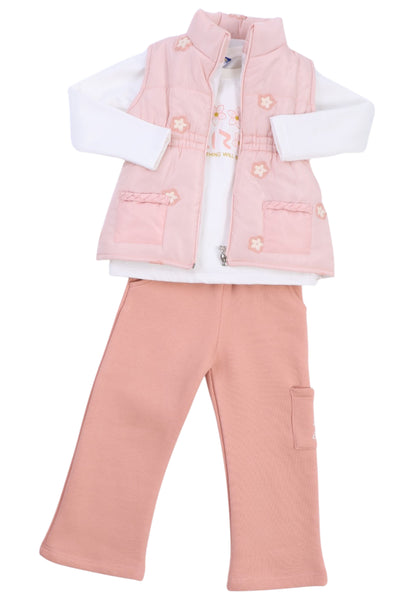 Comfortable and padded 3-piece girls' pajama set (803)
