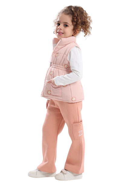 Comfortable and padded 3-piece girls' pajama set (803)