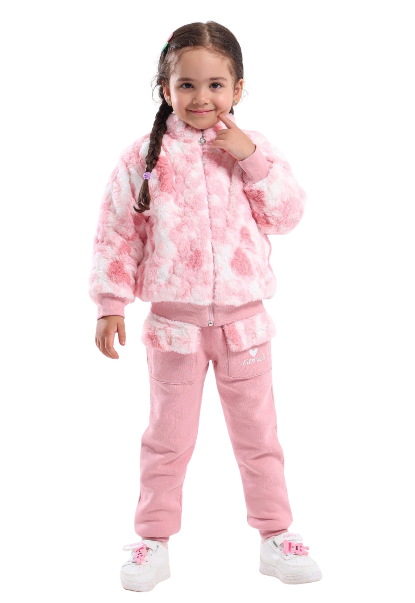 بيجاما بناتي فرو صناعي من 3 قطع (807)