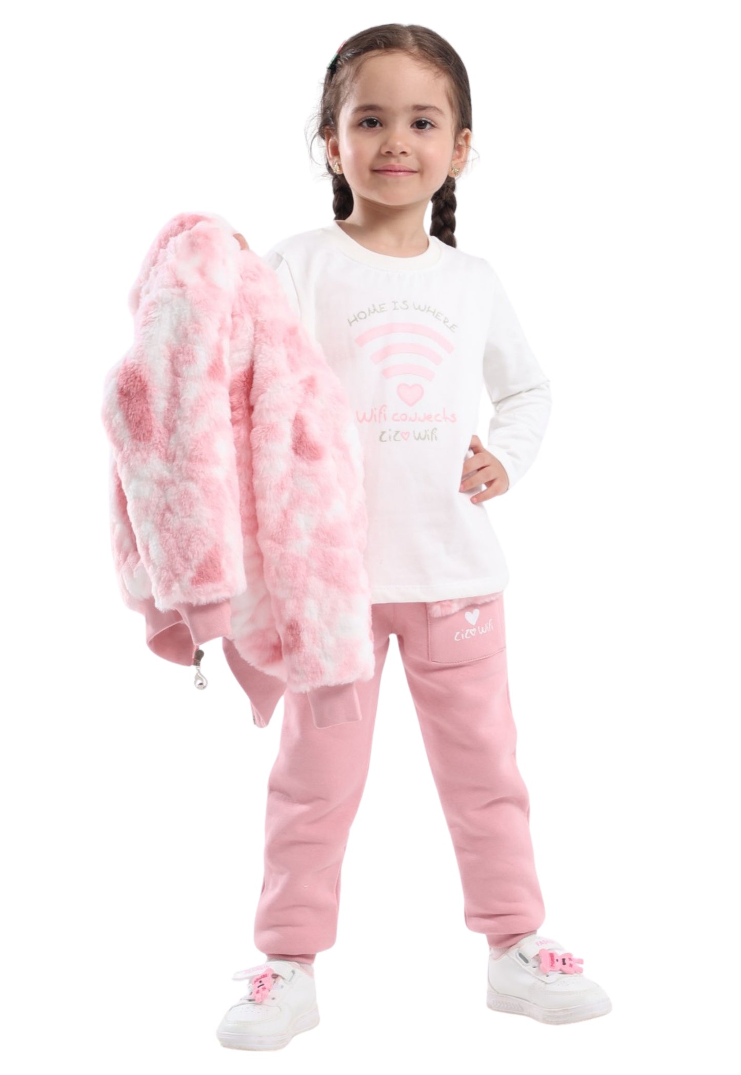 بيجاما بناتي فرو صناعي من 3 قطع (807)