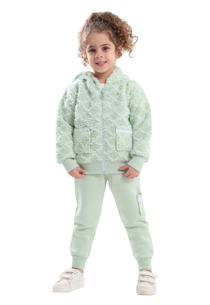 Girls' soft fleece pajamas, 3 pieces (1805)