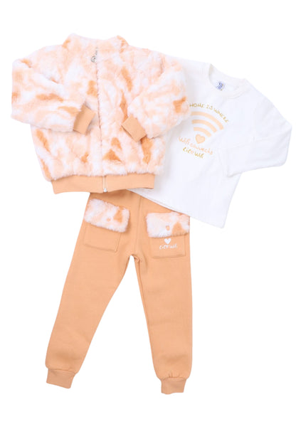 بيجاما بناتي فرو صناعي من 3 قطع (807)