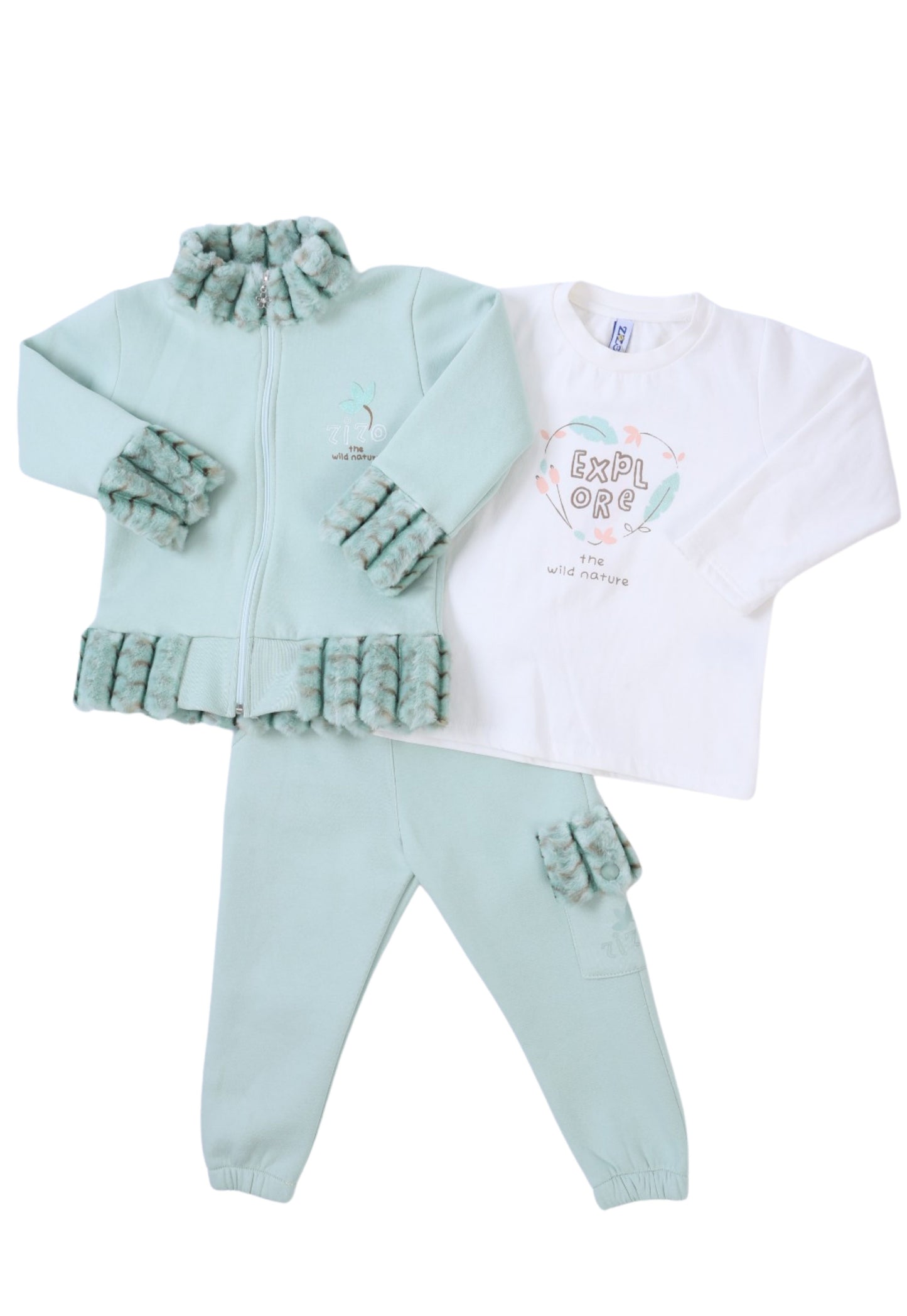 Girls' padded pajamas, 3 pieces (811)