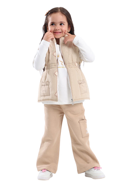 Comfortable and padded 3-piece girls' pajama set (803)